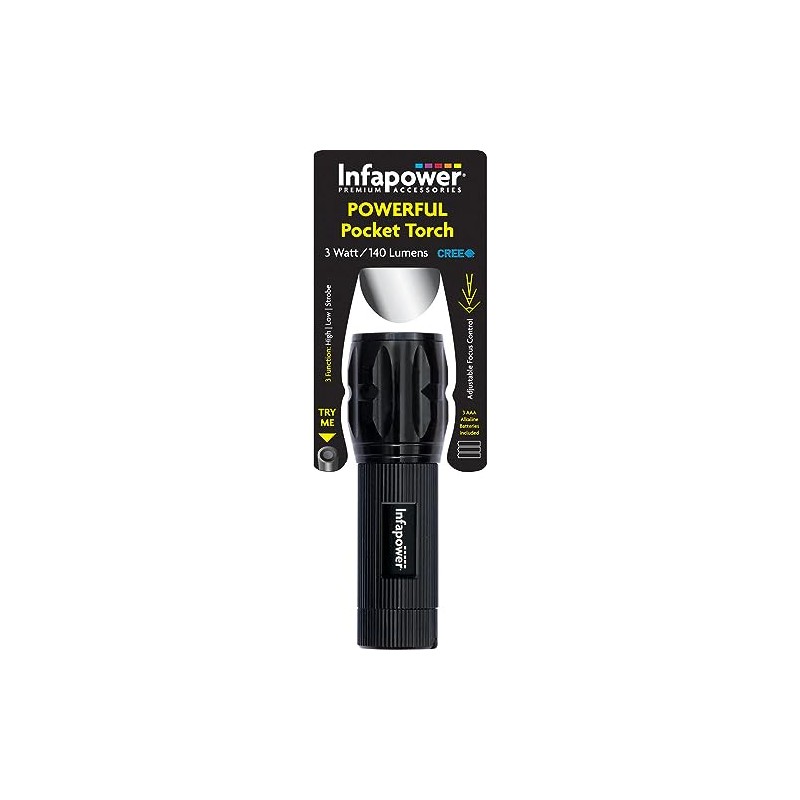 Infapower F011 3 Watt Powerful Pocket Torch, Black