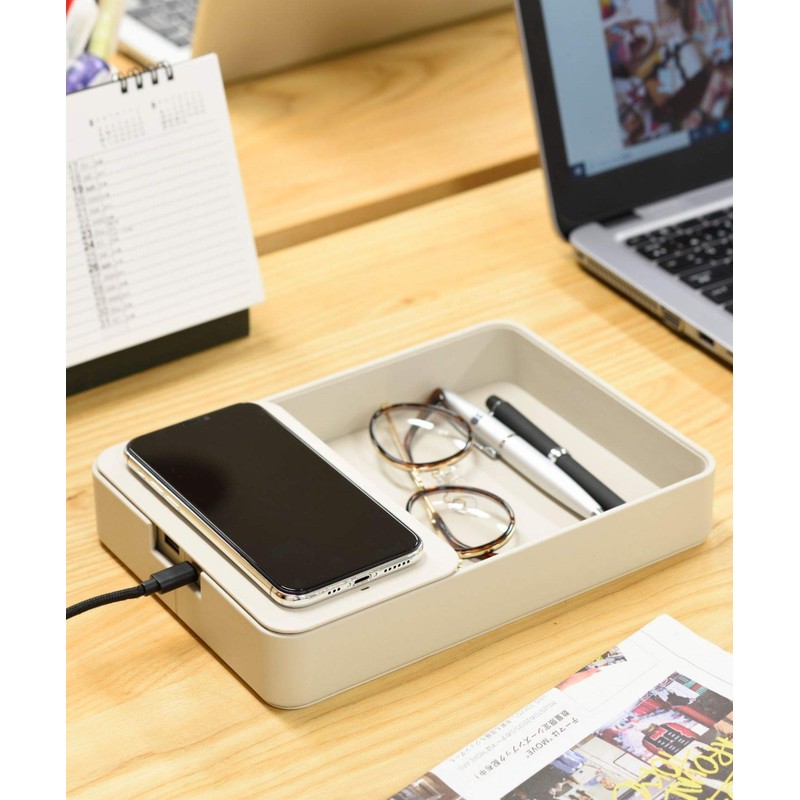 BRUNO Wireless Charger Greige Bruno Wireless Charger Desk Organizer for