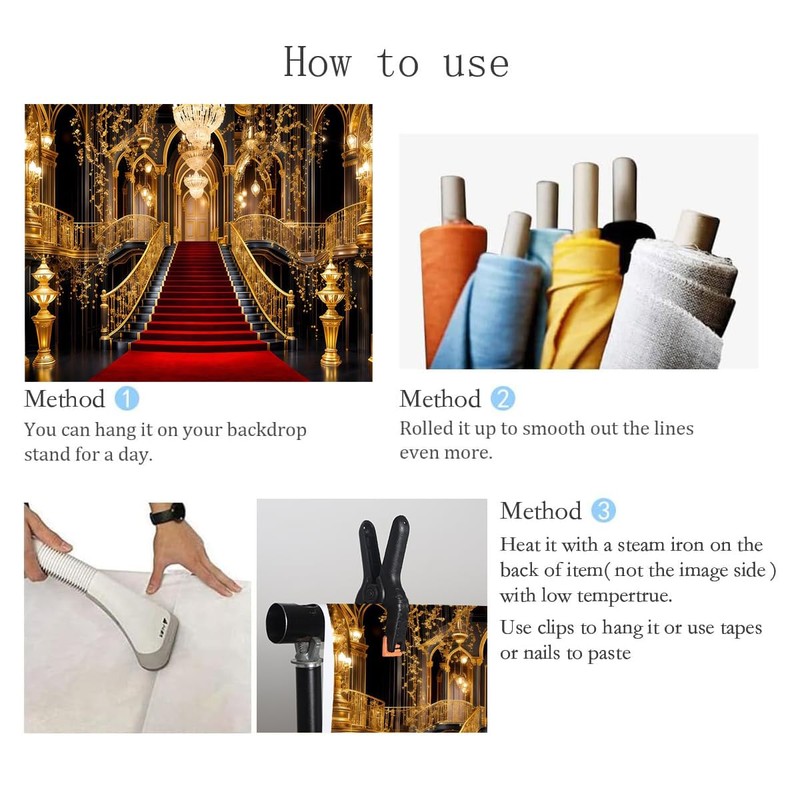 Red Carpet Backdrop 10x8ft Luxurious European Palace Backdrop