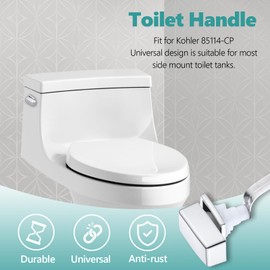 Toilet Flush Handle Replacement Compatible with Kohler 85114-CP, Side Mount Toilet Tank Lever Trip Lever Kit, Polished Chrome