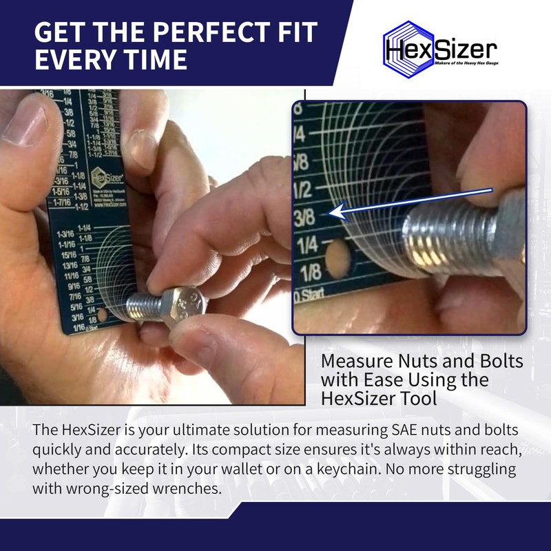 HexSizer - SAE Hex Nut and Bolt Size Gauge Tool