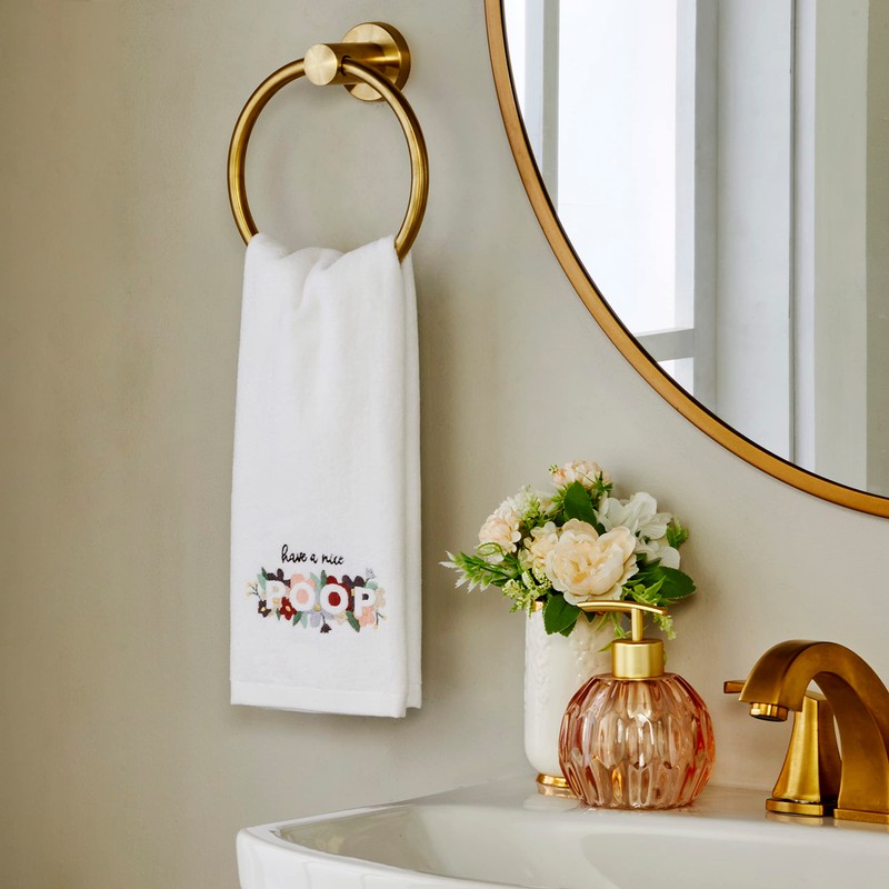 SKL Home Nice Poop Hand Towel, White