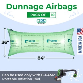 IDL Packaging 36" x 84" Dunnage Airbags, Woven Polypropylene, Level 1 (Pack of 10) - Fill the Void in Trucks and Intermodal Shipments, Reusable - Cargo Securing Solution for Container Stuffing