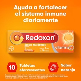 Redoxon Vitamina C 1000mg, Vitamina C Diária, Prevención de Resfriados, Sabor Naranja, 10 Tabletas Efervescentes
