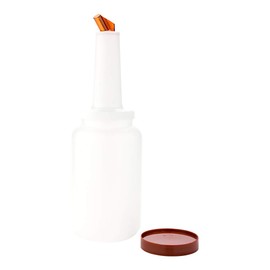 2.5 qt Plastic Quick Pour Storage Container Bottle - with Brown Spout and Lid - Bar Storage Bottle - 5" x 5" x 15" - 1ct Box - Bar Lux - Restaurantware