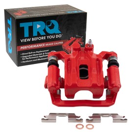 TRQ Performance Rear Left Performance Brake Caliper Red Drivers Side Compatible with 2005-2021 Nissan Frontier 2005-2015 Xterra