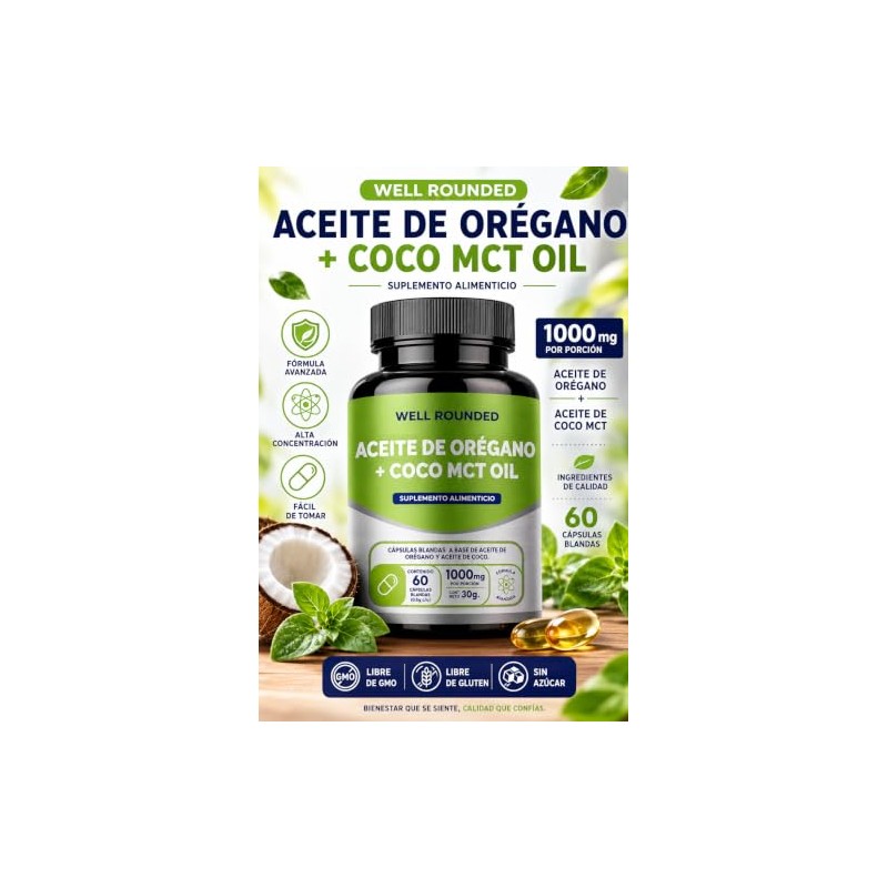 Aceite De Orégano Aceite De Coco 60 Capsulas (1000 mg