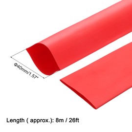 sourcing map Heat Shrink Tubing 40mm Dia 8m Length 2:1 Heat Shrink Wrap Cable Sleeve Tube Red