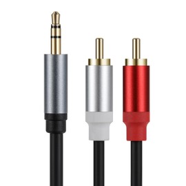 LOKEKE 3.5mm TRS Male to 2RCA Male Cable 0.3m, Gold Plated 2RCA to 3.5mm 1/8'' Audio Cable Cord Wire Y Adapter for Tablets, MP3, HiFi Stereo System, Speaker(Male to Male)
