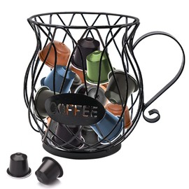 YHSKJCD Coffee Capsule Basket, Coffee Capsule Organiser, Coffee Capsule Storage Basket, Perfect Coffee Dispenser for Coffee Capsules Fruits, Coffee Pod Organiser, High Capacity (60 Capsules)