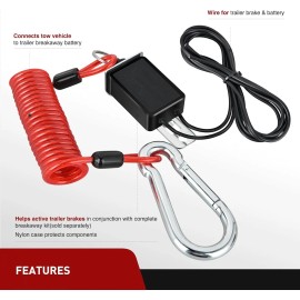 Nilight Trailer Breakaway Switch with 6FT Heavy Duty Stainless Steel - 4FT w/Switch