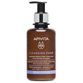 Apivita Crema Espuma Limpiadora Facial para Rostro y Ojos 200ml - Limpiador Facial Espumoso y Desmaquillante - Limpieza Facial Natural con Lavanda, Oliva y Propóleo - Limpia, Hidrata, Antioxidante