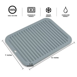 Silicone Trivets for Hot Dishes, Trivet Mats Hot Pads for Kitchen, Dish Mat Pot Holders for Kitchen Counter, Trivets for Hot Pots and Pans, Hot Plate Pad, Heat Resistant Mat for Countertops Light Gray