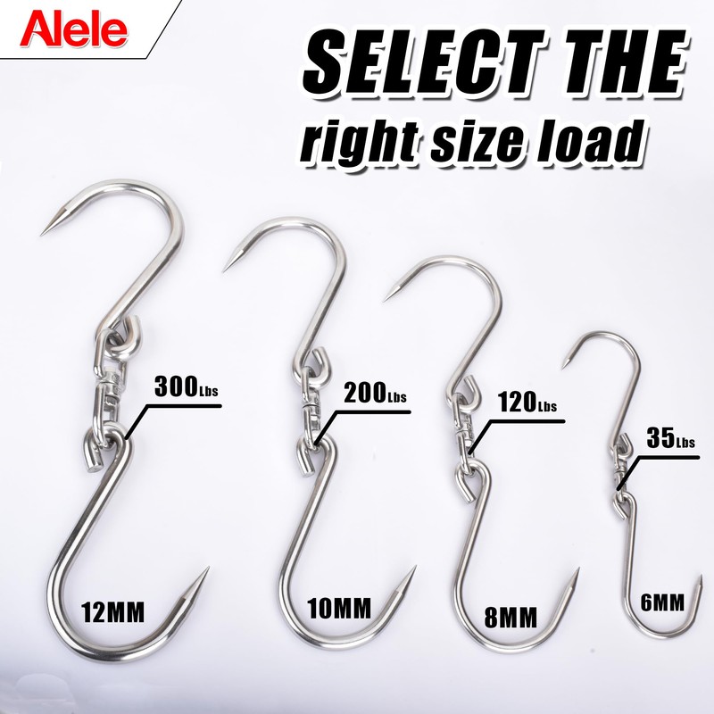 Alele 4 Packs Swiveling Meat Hook, Heavy Duty Stainless Steel