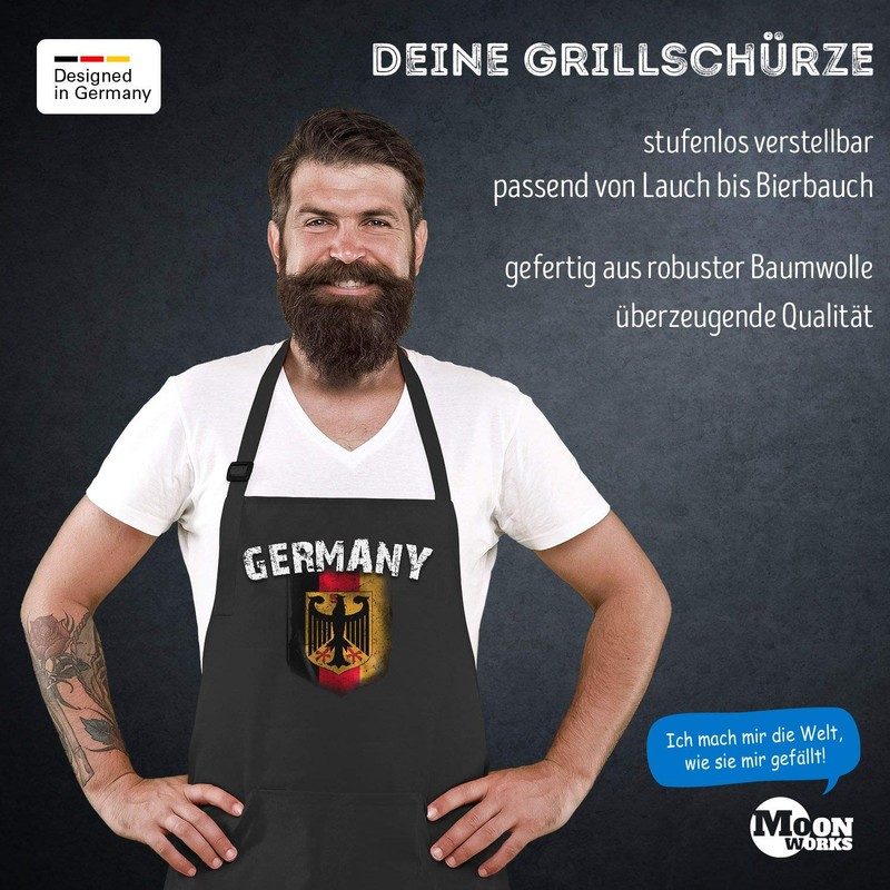 MoonWorks BBQ Apron for Men World Cup Germany Flag Cotton