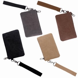 UFOVAOK Pack of 4 Multi-Colour Leather Change Bags with Zip and Bracelet - Simple, Practical and Stylish for Everyday Use, Khaki, grey, black, coffee, Casual