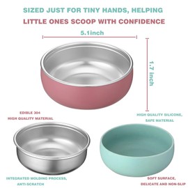 Oariips 6 Pack Stainless Steel Kids Bowls, Baby Bowls with Removable Silicone Shell, Anti Scald Toddler Snack Container Dishwasher Safe (Without Suction)