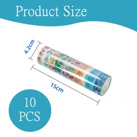 Zmupl 10 Rolls Summer Decorations Washi Tapes, Summer Hawaiian Beach Pool Party Decorative Tape Seashell Tropical Palm Leaf Tapes for Summer Crafts Scrapbooking Gift Wrapping Decorations