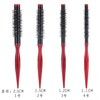 Men's Premium Mini Roll Hair Brush: Solid Wood Handle, Aluminum Core, Nylon Bristles No.1/Red and Black 4ea