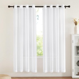 NICETOWN Sheer Curtains for Living Room - Transparent Voile Window Treatment Set with Eyelets for Home Decoration (W54 x L72, White, Set of 2)