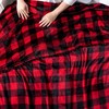 PAVILIA Black Red Fleece Throw Blanket for Couch with Pom