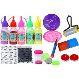 TOTA Rangoli Colour Powder Bottles Kolam Rangoli Powder for Floor Rangoli, Art,Home Decor, Pooja Set of 10 Rangoli Colors in Plastic Squeeze Bottles - 800 Gm, Multicolour