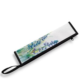 NETILGEN Portable Straws Pouch Silverware Set Bag with Carrying Handle, Reusable Zipper Bag Flatware Set Bag Toilet Bag for Office Outdoor Camping, Blue Green Floral