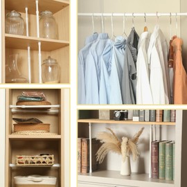 2 Pcs Small Tension Rod 16-28 inch Spring Rod, Tension Rod Spring Tension Rod, Small Tension Curtain Rod, Short Thin Tension Rod, Mini Tension Rods for Closet, Cabinets, Cupboard, Drawers, White