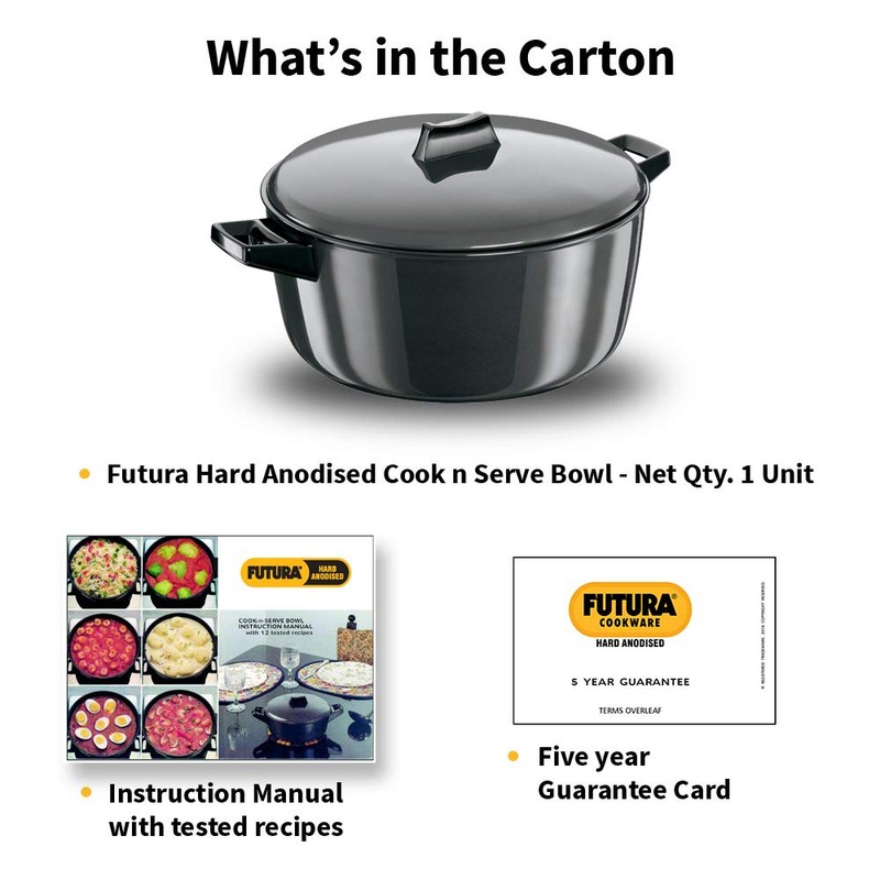 Hawkins Futura 6 Litre Cook n Serve Bowl, Hard Anodised
