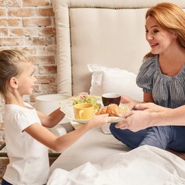 Melamine Serving Tray Art Trays,3 Pack Stackable Food Tray , Large Serving Platter with Handle for Eating, Unbreakable Large Serving Platter with Floral Print (15 x 10.2 x 1.3 Inches)