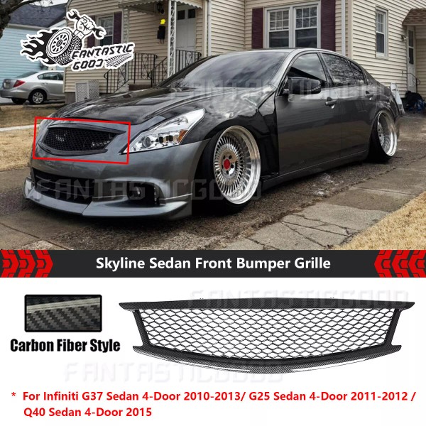 Unbranded For Infiniti G37 Skyline Sedan 10-14 Carbon Fiber Front