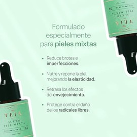 TEIA COSMETICOS Suero facial oleoso para piel mixta hidratante y nutritvo con Argn, Jojoba y Macadamia                                                