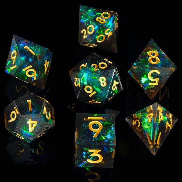 DND Dice Set Handmade 7 Accessories Sharp Edge Dice for