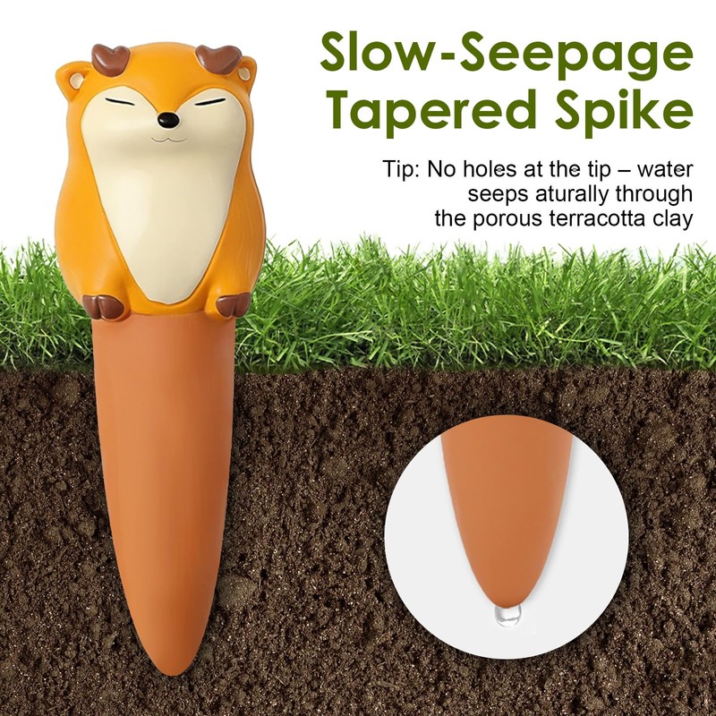 MCleanPin 4 Pack Plant Watering Spikes and Globes Handmade Terracotta