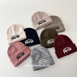 Baby's Warm Knitted Earflap Hat - Korean Autumn Winter Kids Letter & Wool Hat for Boys and Girls Kids/Maroon 3ea
