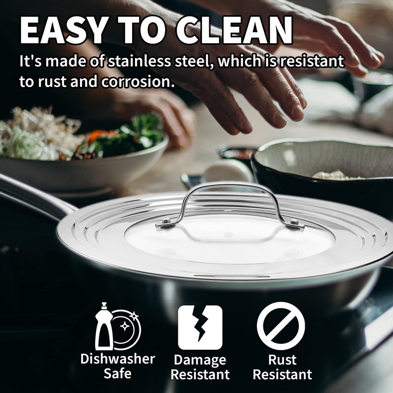 Sterline Large Universal Lid,Fits 8 -12 Inch Cookware,Tempered Glass Top