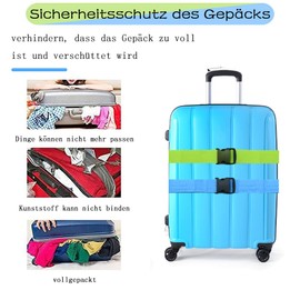 Aloces Luggage Strap Suitcase Strap, 4 Pieces Luggage Strap, Adjustable Luggage Strap, Cross Suitcase Tag, Non-Slip Luggage Strap, Teal Travel Accessories for Secure Closure