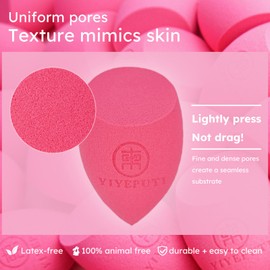 YIYEPUTI Makeup Sponge & Powder Puff Set, Latex-free,with Travel Toiletry Bag, Makeup Blender Sponges Blends Liquid Foundations&Creams,Triangle Powder Puff for Loose&Powders,Beauty Makeup set