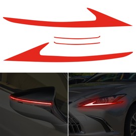 TOMALL 2 Pair Headlight Daytime Running Light Rearview Mirror Light Vinyl Films Smoke Tint Compatible with Lexus 2018-2020 Light Transmission Tint Wrap Exterior Sticker Decorations Trim (Red)