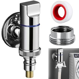 JUNSHUO Water Stop Angle Valve for Washing Machines G1/2 and G3/4 Compatibility, Isolating Valves Diverter, for Gardens, Kitchen Sinks, Bathroom Basins (Silver G1/2 and G3/4)