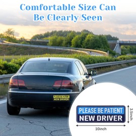 6pcs Student Driver Magnet for Car,Student Driver Sticker Please Be Patient Funny Phrases,Reflective Magnetic Stickers Reusable Novice Safety Attention Signs (Blue Yellow Red-Patient)