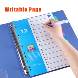 (10 Pack) A4 File Dividers 12 Part Numbered 1-12,Plastic Subject Divider with Numbers Multipunched Reinforced Colour Index Tabs for Home Office