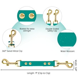 PetBonus Dog Collar Safety Clip, Waterproof Collar Backup Safety Strap for Dog Harness to Collar, Odor Proof Double Ended Clasp Leash Connector for Training Walking (Green)