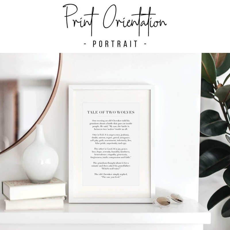 Tale of Two Wolves Print, Unframed