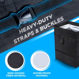 EcoNour Car Trash Can (Large) | Car Trash Bag Hanging with Elastic Opening & Easy Mount | Car Garbage Can with Waterproof Oxford Material | Cute Car Accessories for Camping, Traveling & Outdoor