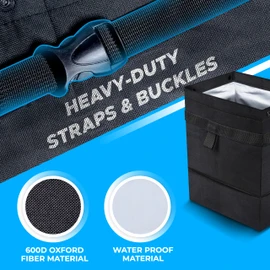 EcoNour Car Trash Can (Large) | Car Trash Bag Hanging with Elastic Opening & Easy Mount | Car Garbage Can with Waterproof Oxford Material | Cute Car Accessories for Camping, Traveling & Outdoor