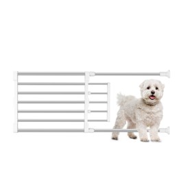 Short Dog Gate to Step Over, Adjustable Low Pet Door, Pressured Mounted Small Pet Door, Retractable Small Dog Gate Indoor for Doorways,Stairs, Fits 29"-38" Wide (Silver, 29''-38'' W, 15'' H)