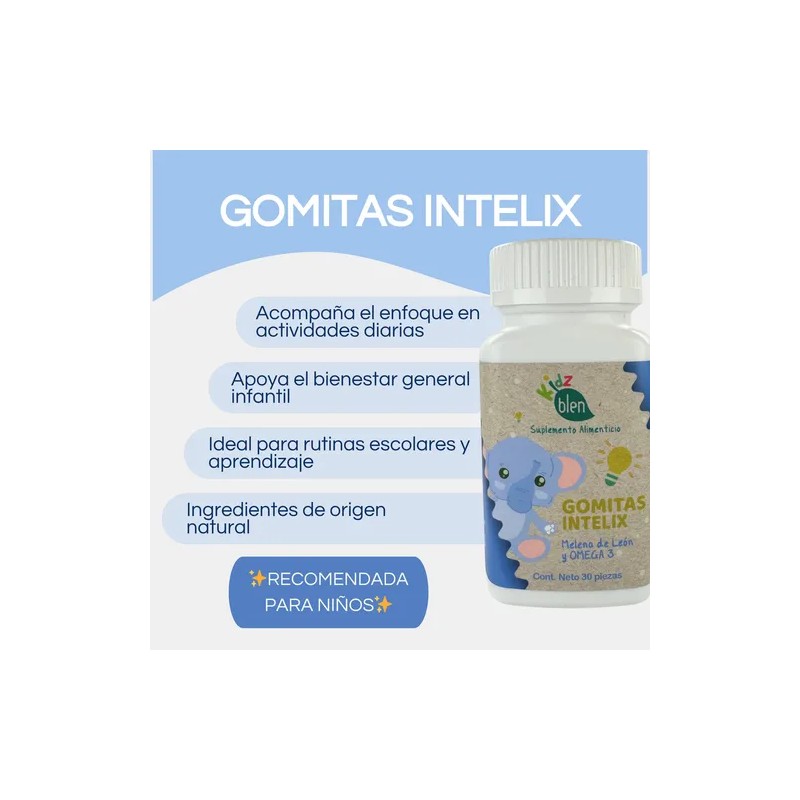 Gomitas Niños Intelix Melena De Leon Omega 3 Concentración