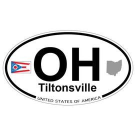 US Decal, Inc. Tiltonsville, Ohio Oval Sticker with State Flag
