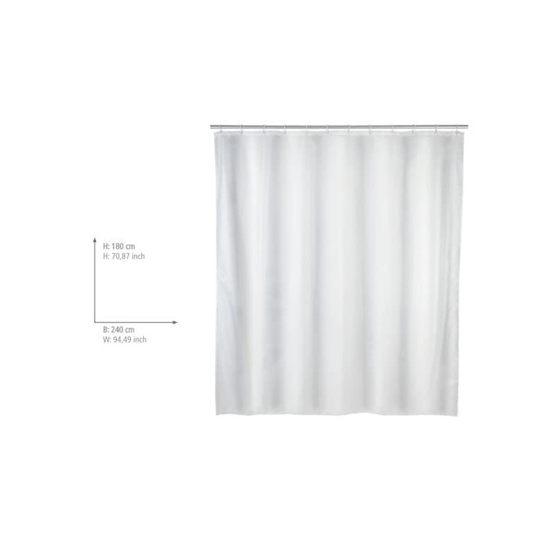 Wenko Shower Curtain, Plain Washable with 8 Shower Curtain Rings